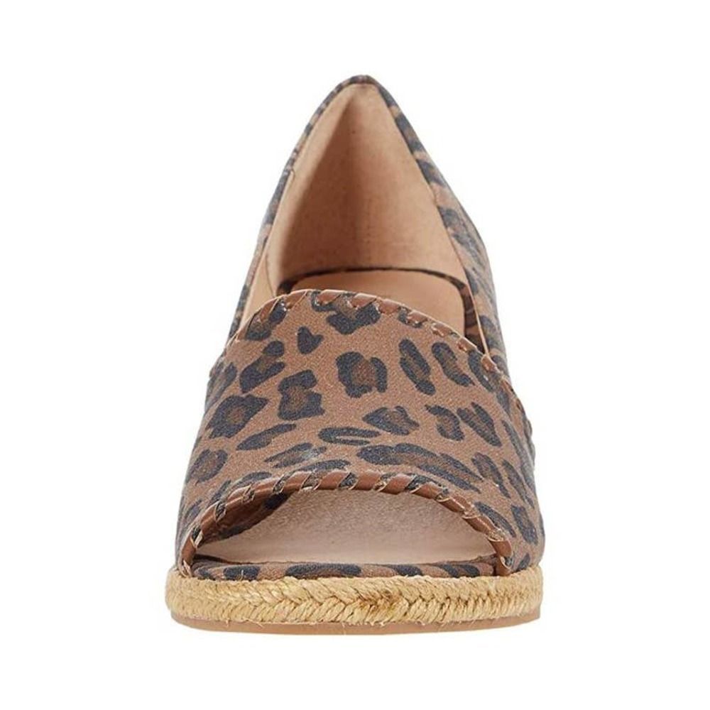 Palmer Wedge Printed Linen Espadrille Leopard Print size 6m - Picture 3 of 3